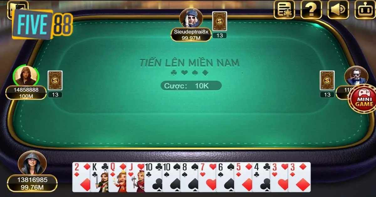 Cách thức đặt cược game Tiến Lên Miền Nam Five88